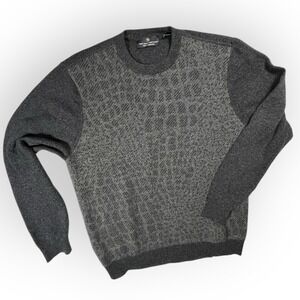 Hart Schaffner Marx Mens L 100% Cashmere Grey Snakeskin Sweater Old Money Travel